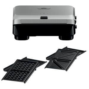 Braun SnackMaker 5 SM5005 Grill si Aparat de Wafe 800W Placi Detasabile Argintiu
