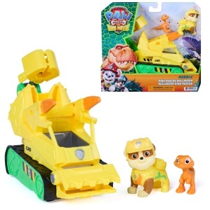 Buldozer de salvare PAW Patrol Rubble cu figura Dino, 18 cm