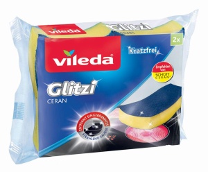 Burete de curatare Vileda Glitzi Ceran 2 bucati galben si albastru pentru suprafete ceramice