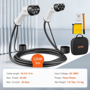 Cablu de incarcare auto electric VEVOR Typ2, 22 kW, 5,5 m, 3 faze, IP66 - Img 7