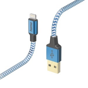 Cablu de incarcare Hama Reflective USB A la Lightning, 1.5m, Nylon, Albastru - Img 4