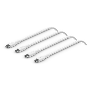 Cablu USB-C Belkin BoostCharge, 1m, 2 bucati, alb, incarcare rapida