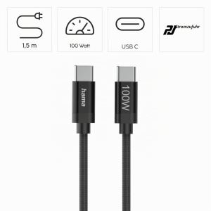 Cablu USB-C Hama 100W, 1.5m, incarcare rapida, negru - Img 2