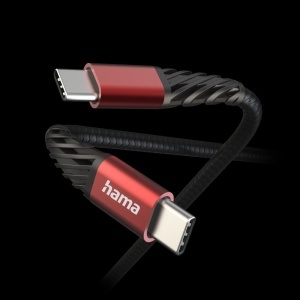 Cablu USB C Hama Extreme, 1.5m, Nylon, Rapid, NegruRosu - Img 2