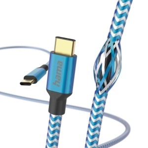 Cablu USB C Hama Reflective, 1.5m, Nylon, Albastru, Rapid
