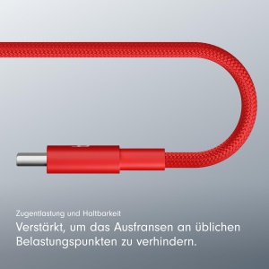 Cablu USB-C la USB-C Beats, 1,5 m, incarcare rapida, design rezistent, culoare rosu - Img 5