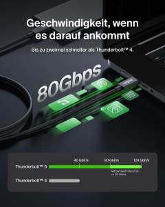 Cablu USB-C Thunderbolt 5 Belkin, 240 W, 120 Gbits, 1 m, Negru - Img 4