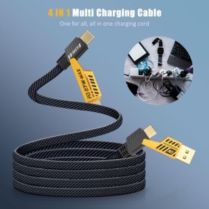 Cablu USB Multi YISH 4 in 1, 1.8M, 65W, Nylon, pentru iPhone si Android - Img 7