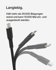 Cablul de incarcare USB-C Belkin BoostCharge, 1 m, negru, cu incarcare rapida - Img 4