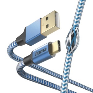Cablul USB Hama Reflective, 1.5m, Nylon, Albastru, Rapid - Img 4
