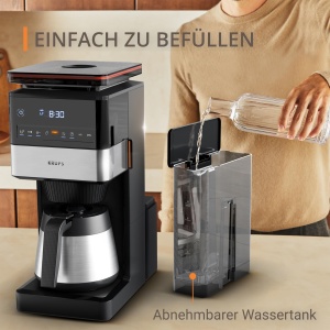 Cafetiera Krups Grind Aroma XL KT842810 Rasnita Conica 125L Termos din Otel Inoxidabil NegruInox - Img 6