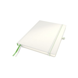 Caiet cu coperta tare Leitz Complete A4, 160 pagini, alb, hartie FSC