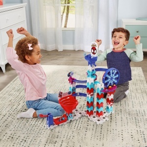 Calea de bile VTech Marble Rush Spidey Super Spin Challenge - 62 piese, motorizat, design Spiderman - Img 6