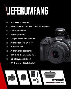 Camera Digitala Canon EOS R100, 24.1 MP, Obiectiv RF-S 18-45mm, Negru - Img 8