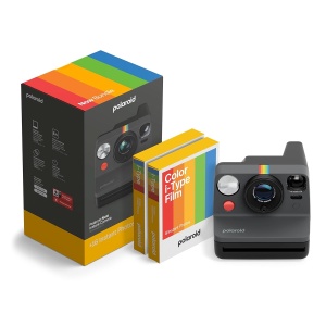 Camera instant Polaroid Now Gen 3, negru, bundle cu film colorat (16 poze)