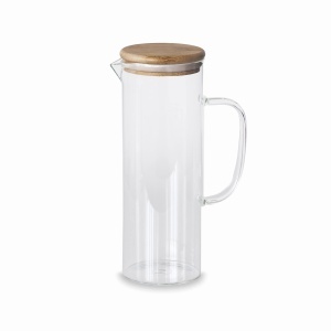 Cana din Borosilikat Lacor 61953, Capac Bambus, 1 L, Design Modern