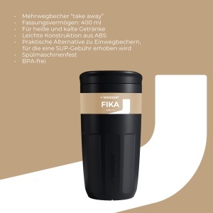 Cana reutilizabila Wessper FIKA, 400 ml, ABS, neagra - Img 2