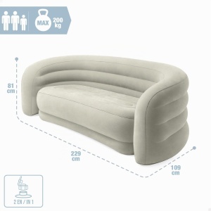 Canapea Curba Intex 66571NP, 229 x 109 x 81 cm, Oliv-Bej - Img 3