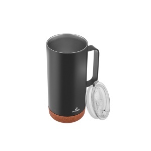 Caneca termica Karaca Darkness, 480 ml, inox, negru, cu capac si maner