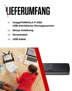 Canon P-215II imageFORMULA Scanner Dokumentenscanner (Duplex Einzug, 600 DPI, Farbscan, Canon CaptureOnTouch Software, Lite Presto! BizCard Reader, Reader PaperPort) schwarz, 9705B003 - Img 7