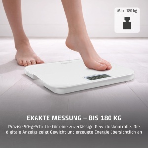 Cantar de baie CASO BodyEnergy Pro, fara baterii, 180 kg, design din sticla securizata - Img 5