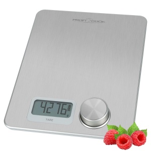 Cantar de bucatarie ProfiCook(r) fara baterii | Cantar digital de bucatarie cu energie cinetica | Cantar cu domeniu de masurare de 1 g - 5 kg si afisaj mare | cu functie de tara si diverse. Unitati de masura - PC-KW 1263
