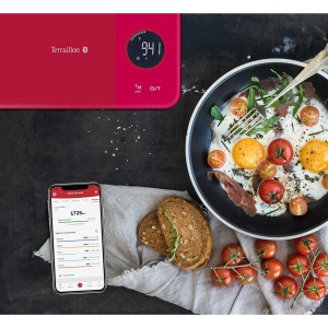 Cantar de bucatarie Terraillon, Poate fi conectat la smartphone/tableta, Calcul consum de energie, Cu functie de tara, Indicator de lichid, Temporizator, Bluetooth Smart, 5 kg, NutriTab, Rosu afine - Img 3