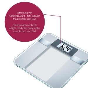 Cantar digital Beurer BG 13 analiza corporala LCD mare masurare greutate grasime apa masa musculara BMI - Img 2