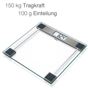 Cantar digital Beurer GS 11 sticla transparenta 150 kg afisaj LCD - Img 3