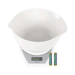 Cantar digital de bucatarie Salter cu bol detasabil de 2 litri, albsilver