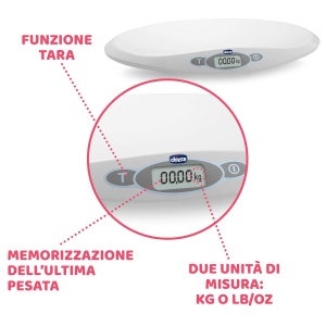Cantar digital pentru bebelusi Chicco pentru nou-nascuti si bebelusi de la 30 g pana la 20 kg, insoteste cresterea bebelusului tau, cantar electronic pentru bebelusi cu afisaj LCD si functie de tara, stocheaza ultima greutate - Img 2