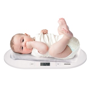 Cantar digital pentru bebelusi Grundig - Cantar max. 20 kg - Cantar de baie cu afisaj LED - Cantar pentru bebelusi cu functie de tara si afisaj - Incl. baterii - Alb