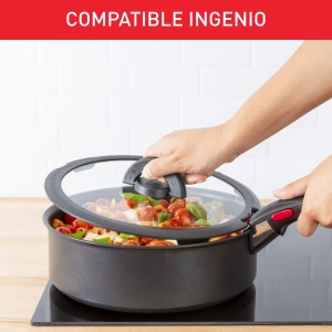Capac Tefal Ingenio L9846202 18 cm Negru Stivuibil Compatibil Ingenio - Img 4