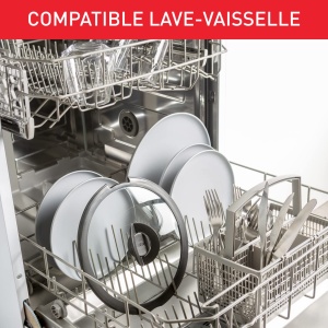 Capac Tefal Ingenio L9846302 20 cm stivuibil compatibil Ingenio transparent si negru - Img 5