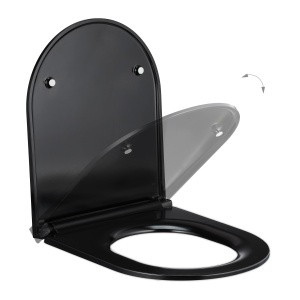 Capac WC Relaxdays D-Form cu Absenkautomatik, 36 x 45 cm, Duroplast, Negru - Img 6