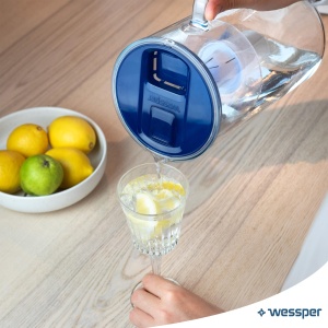 Carafa filtrare apa Wessper D2 BOROSILICATE FutureFlow, 3 L, sticla, albastra - Img 5