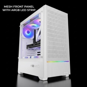 Carcasa Gaming Mars Gaming MC-Quantum, ATX, Alb, cu ARGB si Geam Temperat - Img 2