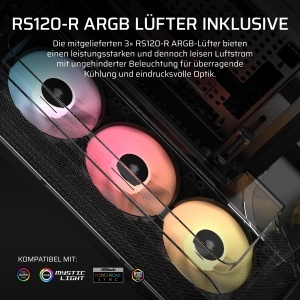 Carcasa PC CORSAIR AIR 5400 RS-R ARGB, 3 camere, neagra - Img 6