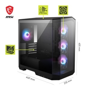 Carcasa PC MSI MAG PANO M100R PZ, mATX, 4 ventilatoare ARGB, USB Type-C - Img 3