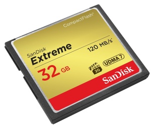 Card CompactFlash SANDISK Extreme 32 GB UDMA 7, viteza scriere 85 MBs, viteza citire 120 MBs