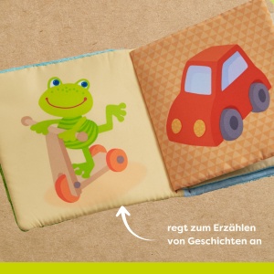 Carte din material textil HABA Zauberfrosch cu efecte tactile si oglinda, pentru bebelusi - Img 2