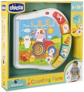 Carte electronica Chicco Animale de la Ferma, invatarea numerelor, pentru copii 6-36 luni