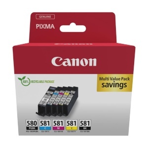 Cartuse de cerneala Canon PGI-580 CLI-581, 5 culori, reciclabil