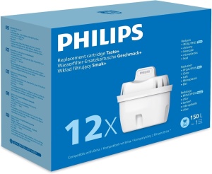 Cartuse de filtrare apa Philips Water, set 12 bucati, reduc microparticule, clor si calcar