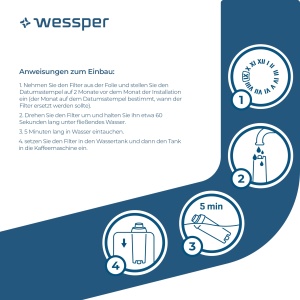 Cartuse de filtrare de apa Wessper pentru aparat de cafea complet automat, filtru de schimb pentru DeLonghi DLSC002, SER3017, ECAM, ESAM, ETAM, SECAM, Seria S, cartuse de filtru pentru aparate de cafea - pachet de 6 - Img 3