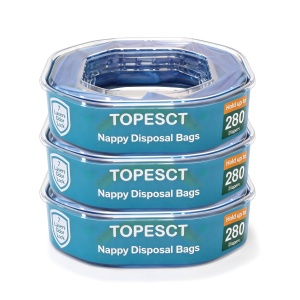 Cartuse pentru cos de gunoi TopEsct, 3 buc, capacitate 280 pampers, rezistente la mirosuri