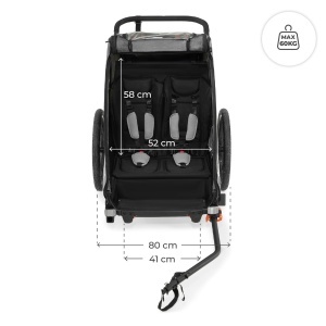 Carucior 2-in-1 Kinderkraft NAVA pentru 2 copii, roti umflate, gri - Img 7