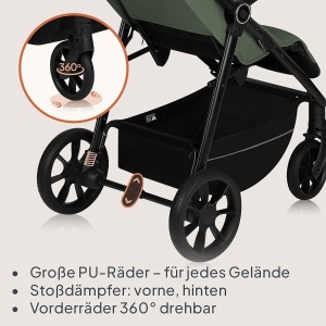 Carucior copii LIONELO IVA, capacitate 22 kg, 360 roti, protectie UPF50 - Img 4