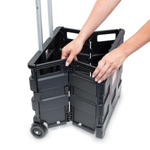 Carucior de cumparaturi Relaxdays, pliabil, capacitate 35 kg, negru - Img 9