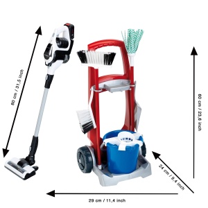 Carucior de curatenie Theo Klein 6806 cu aspirator Bosch Unlimited, 29x24x60 cm - Img 4
